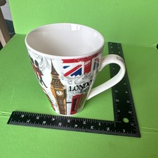 London England Souvenir Mug Union Jack Big Ben Guards Red Bus picture