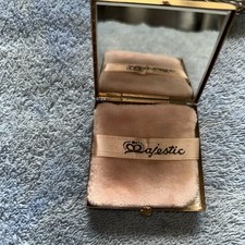 Vintage Majestic Brand Compact Pressed Powder Makeup Mirror MCM Squares Brass picture