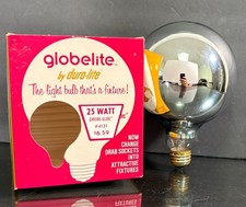 Vtg Globelite by Duro-Lite Huge CHROME GLOBE LIGHT BULB 25W Box 1970's Swag Mod picture