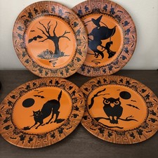 Vintage Restoration Hardware Halloween 4 Tin Plates 2004 picture