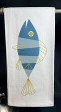 One New 100% Cotton Kitchen Tea Towel Metlox Tropicana Fish Inspired Turquoise picture