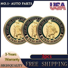 3PCS Put on the Whole Armor of God Commemorative Gift Gold Challenge Coins picture
