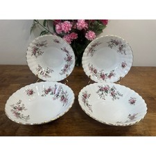 Royal Albert Lavender Rose Bone China Bowls Set Of 4 Vintage Cereal Soup Dining picture