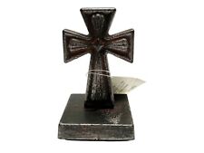 Ornate Metal Cross Paperweight Rustic Religious Christian Decorative Desk Top picture