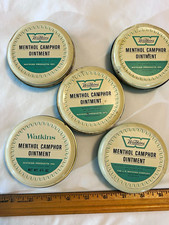 Watkins Menthol Camphor Ointment Vintage Tin Lot of 5, White/Green EMPTY picture