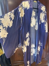 Vintage Japanese Silk Kimono Blue Floral picture