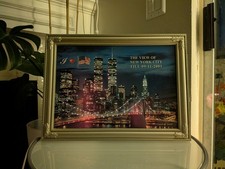Vintage Eleco NYC Twin Towers Illuminated Wall Art Fiber Optic Light Frame YHC picture