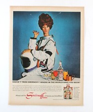 Vintage 1966 Smirnoff Vodka Print Ad - Astronaut Woman Space Age picture