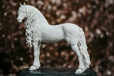 Artist resin model horse friesian stallion sculpture - White ABS resin 1/9 scale picture