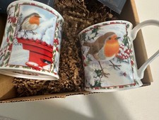 Dunoon fine bone china bird mugs. Seasons Greetings a design by Richard Partis picture
