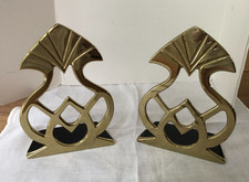 Pair Virginia Metal Crafters Polished Brass Bookends,