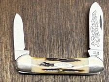 Vintage Case XX 52131 3 dot 1977 Blue Scroll Canoe Pocket Knife. picture