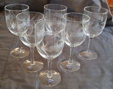 VINTAGE JAVIT CRYSTAL / Clear Fine Wheat Pattern / Water Goblets / Set of 6 picture