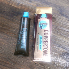 VINTAGE Coppertone Suntan Oil Advertising Tube & Box, Medicine & First Aid Theme picture