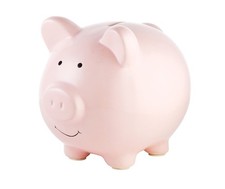 Pearhead Large Ceramic Piggy Bank, Ideal for 1 Count (Pack of 1), Solid Pink picture