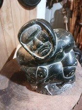 **AWESOME ANTIQUE NATIVE AMERICAN INUIT SOAP STONE STEATITE CARVING LARGE NICE