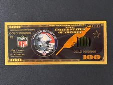 Dallas Cowboys Gold Foil Plated Novelty Football Team Banknote Collectible picture