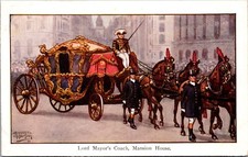 Vintage Postcard a/s Ibbetson Lord Mayors Coach & 4 Horses Mansion House, London picture