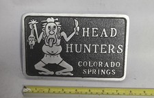 Cast Aluminum Car Club Plaque  HEAD HUNTERS  , COLORADO SPRINGS picture