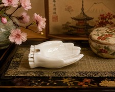 VTG 1950s Japanese Porcelain Offering Hands Ring Holder Ashtray Trinket Dish  picture