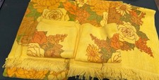 5 Piece St Mary’s Towel Set Vintage 70s Flower Power Cotton picture
