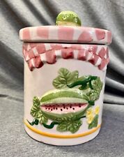 Watermelon Shaped Ceramic Cookie Jar ~ About 8