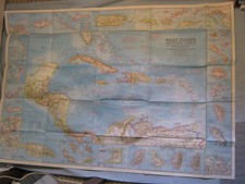 VINTAGE WEST INDIES & CENTRAL AMERICA MAP National Geographic January 1970 picture