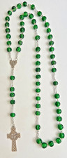 Vintage Oversized Irish Celtic Rosary Kelly Glass Glass Beads Celtic Cross 24