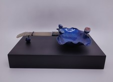 Qing/Republic Chinese Enamel Lotus Leaf Water Ladle Carved White Jade Handle picture