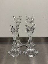 Mikasa Deco Crystal Candlestick Holders Set of 4 Clear Art Deco picture