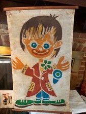 Vintage 1970s Israeli Mid-Century Modern Batik Wall Hanging - Signed 