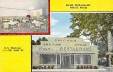 Hilliard, FL Florida   DAVIS RESTAURANT  Roadside NASSAU COUNTY ca1940s Postcard picture
