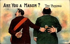 Masonic Passing Alcohol satire Humor Tuck c1910 Vintage Postcard picture