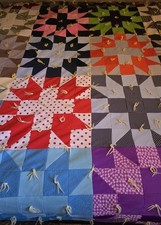 Vintage 70s Handmade Polyester Dbl-Knit King Quilt  