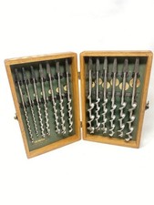 Vintage Irwin Auger Brace Drill Bits 13 Piece Complete Set in Original Wood Box picture