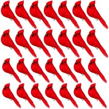 Fiwochic 48 Pcs Artificial Red Cardinal Birds 3.15 Inch and 5.12 Inch Cardinal picture