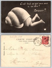 1904 French Snail Shell Costume Humorous Postcard, L.L. Paris, Posted Belgium picture