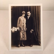 Vtg Circa 1925 Black & White Original Photograph Man & Woman Formal Attire 5x7