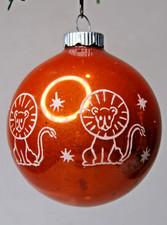 VTG Glass Stencil Pictured CIRCUS LION Christmas Ornament Shiny Brite ORANGE picture
