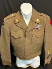 Original WW2 US Army Ike Jacket Named 6th ID, 1st Army, 1st Inf Reg, CIB, 34 S picture