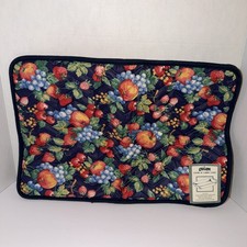 1993 Corning Pyrex Cook N Carry 3 Qt Quilted Fabric Casserole Cozy/Tote Fruit  picture