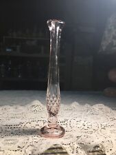 Vtg Westmoreland Light Pink Clear Glass Bud Vase Ruffle Top 7.5 “ picture