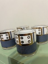MCM hipster mod denim gold belt design set of four Cera Glassware bar ware picture