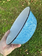 RARE SHINY BLUE WHITE SWIRL NM PUDDING/MILK PAN GRANITEWARE ENAMELWARE ANTIQUE picture
