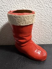Antique Christmas Red Santa Boot Candy Container Papier-Mache 1920s Germany 6” picture