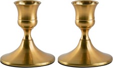 Willceka Gold Taper Candle Holder, Brass Candlestick Holders, 2 Pcs, picture