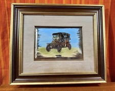 Vintage E Danese Italian Silver Foil Painting 1909 Ford Model T Hand Engraved picture