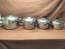 VTG Farberware Stainless Steel Aluminum Clad 8 Pc Set  W/ Lids 1, 2, 2 1/2, 4 QT picture