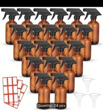 Norme 24 Pcs 8 oz Glass Spray Bottles with Funnels Labels, Brown picture