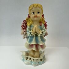 VINTAGE ANGEL FAITH FIGURINE DWK 2002 Angel Wings Resin Statue Faith Banner  picture